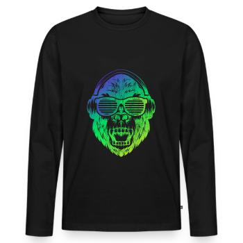 DJ Monkey Affe mit Kopfhörern Sonnebrille Affe - Männer Premium Bio Langarmshirt - Schwarz - Vorne - Nico (187cm)