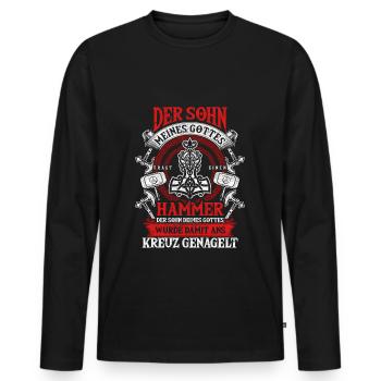 Odins Sohn Thors Hammer - Männer Premium Bio Langarmshirt - Schwarz - Vorne - Nico (187cm)