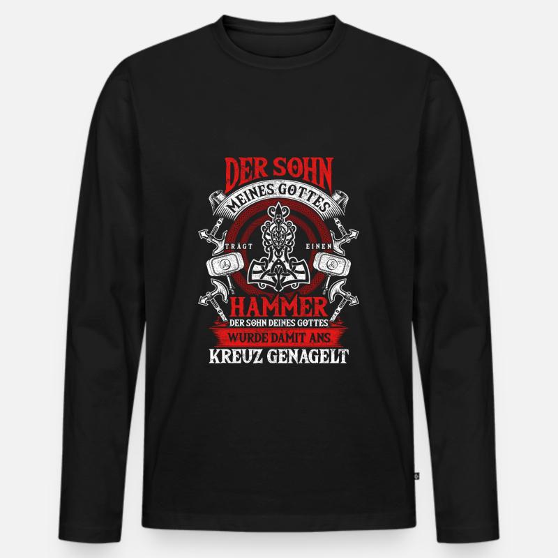 Odins Sohn Thors Hammer - Männer Premium Bio Langarmshirt - Schwarz