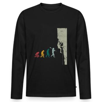 Klettern Bouldern Evolution - Männer Premium Bio Langarmshirt - Schwarz - Vorne - Nico (187cm)