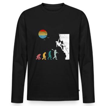 Bouldering evolution mountaineering - Men's Premium Organic Long Sleeve Shirt - black - Front - Nico (187cm)