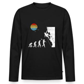 Klettern Bouldern Evolution - Männer Premium Bio Langarmshirt - Schwarz - Vorne - Nico (187cm)