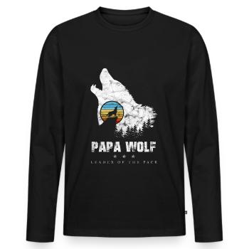 Papa Wolf Pack Leader Father's Day Wolf's Vintage - Men's Premium Organic Long Sleeve Shirt - black - Front - Nico (187cm)