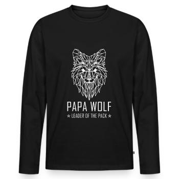 Papa Wolf Pack Leader Father's Day Wolf's Geometry - Men's Premium Organic Long Sleeve Shirt - black - Front - Nico (187cm)