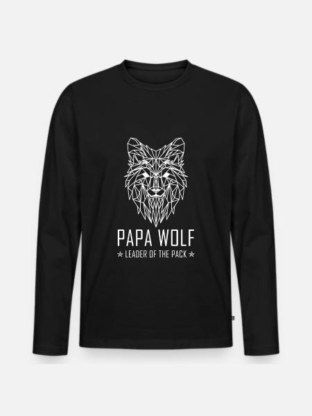 Papa Wolf Pack Leader Father's Day Wolf's Geometry - Men's Premium Organic Long Sleeve Shirt - black