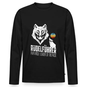 Rudelführer Wolf Vatertag Rudel Vintage Papa Wolf - Männer Premium Bio Langarmshirt - Schwarz - Vorne - Nico (187cm)