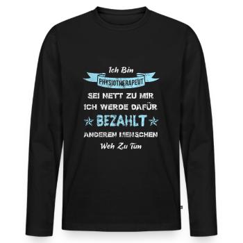 Physiotherapie Physiotherapeut - Männer Premium Bio Langarmshirt - Schwarz - Vorne - Nico (187cm)