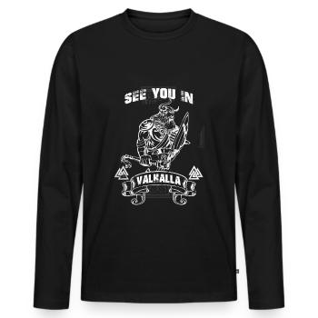 See You In Valhalla Wikinger Totenkopf Krieger cel - Männer Premium Bio Langarmshirt - Schwarz - Vorne - Nico (187cm)