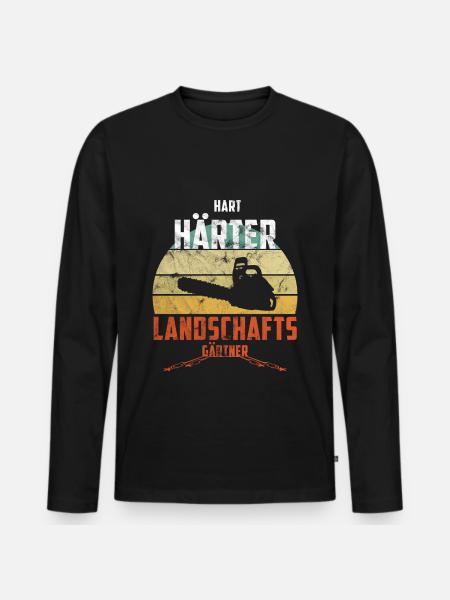 Landschaftsgärtner Vintage - Männer Premium Bio Langarmshirt - Schwarz