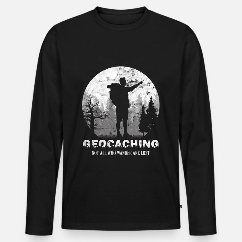 Geocache outdoor - Männer Premium Bio Langarmshirt - Schwarz