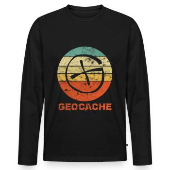 Geocaching vintage retro - Men's Premium Organic Long Sleeve Shirt - black - Front - Nico (187cm)