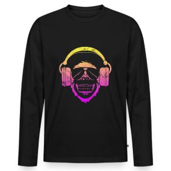 Monkey DJ Affe mit Kopfhörer und Sonnenbrille - Männer Premium Bio Langarmshirt - Schwarz - Vorne - Nico (187cm)