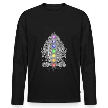 Pose de yoga cadeau Namaste avec les amateurs de chakra - T-shirt manches longues Premium bio Homme - noir - Devant - Nico (187cm)