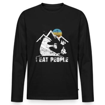 Je déteste les gens Je mange des gens Camping Geschnek Randonnée - T-shirt manches longues Premium bio Homme - noir - Devant - Nico (187cm)