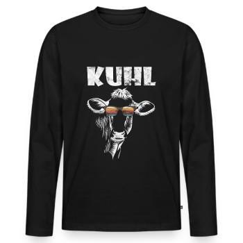 Lustiges Kuh Kuhl Kühe Sonnenbrille Vintage Bauer - Männer Premium Bio Langarmshirt - Schwarz - Vorne - Nico (187cm)