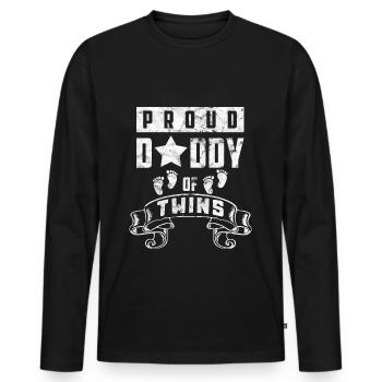 Père papa fier cadeau papa papa de jumeaux - T-shirt manches longues Premium bio Homme - noir - Devant - Nico (187cm)