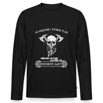 Vikinger Wikinger Nordisches Germanen Valhalla - Männer Premium Bio Langarmshirt - Schwarz - Vorne - Nico (187cm)
