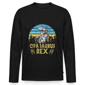 Opa Opasaurus Familie Vintage Retro Dinosaurier - Männer Premium Bio Langarmshirt - Schwarz - Vorne - Nico (187cm)