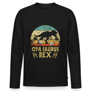 Opa Opasaurus Vatertag Vintage Retro Dinosaurier - Männer Premium Bio Langarmshirt - Schwarz - Vorne - Nico (187cm)