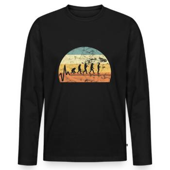 Evolution Modellflug Retro Vintage Modellflieger D - Men's Premium Organic Long Sleeve Shirt - black - Front - Nico (187cm)