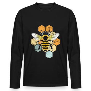Bee Beekeeper Vintage Gift Bee Honey Honey Retro - Men's Premium Organic Long Sleeve Shirt - black - Front - Nico (187cm)