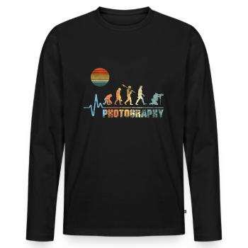 Evolution photography vintage heartbeat - Men's Premium Organic Long Sleeve Shirt - black - Front - Nico (187cm)