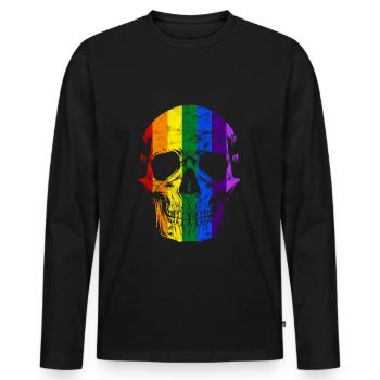 Rainbow rainbow skull LGBT - Men's Premium Organic Long Sleeve Shirt - black - Front - Nico (187cm)