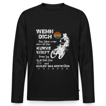 Biker Motocross Supermoto Bike Zweirad Vintage - Männer Premium Bio Langarmshirt - Schwarz - Vorne - Nico (187cm)
