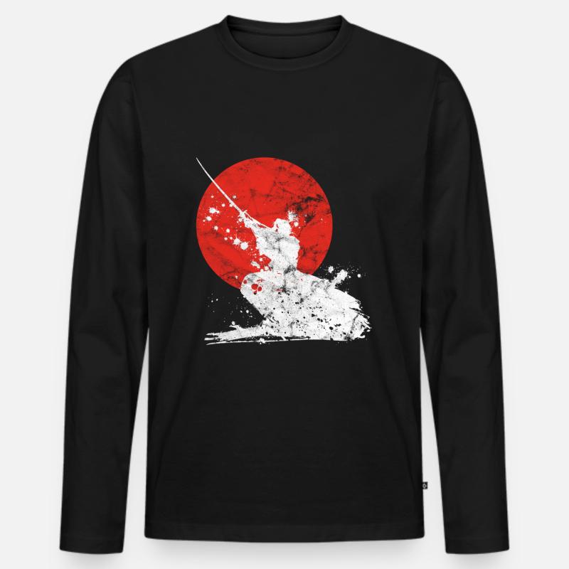 Japanische Samurai Krieger - Männer Premium Bio Langarmshirt - Schwarz