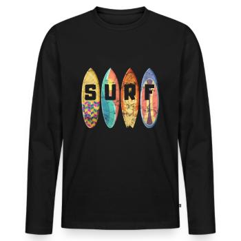 Surf Wellenreiten Surfer Surfen Geschenk - Männer Premium Bio Langarmshirt - Schwarz - Vorne - Nico (187cm)