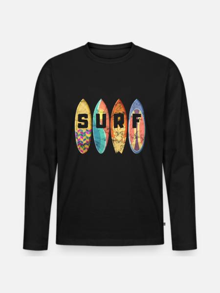 Surf Wellenreiten Surfer Surfen Geschenk - Männer Premium Bio Langarmshirt - Schwarz