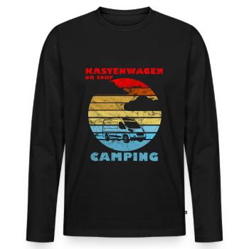 Camping Kastenwagen on Tour Campervans Trip Retro - Männer Premium Bio Langarmshirt - Schwarz - Vorne - Nico (187cm)