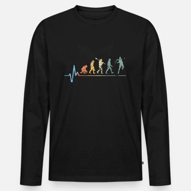 Tennis Evolution Herzschlag Vintage Retro Puls Männer Premium Bio Langarmshirt