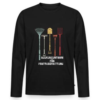 Rechenzentrum EDV Rechner Computer Vintage Itler L - Männer Premium Bio Langarmshirt - Schwarz - Vorne - Nico (187cm)