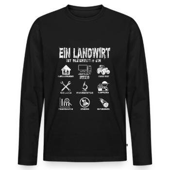 Ein Landwirt Ist Gleichzeitig - Männer Premium Bio Langarmshirt - Schwarz - Vorne - Nico (187cm)