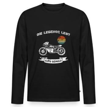 Roller Mofa Legende Lebt Alte Schule Vintage Retro - Männer Premium Bio Langarmshirt - Schwarz - Vorne - Nico (187cm)