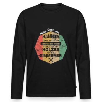 Zimmermann Handwerker Spruch Vintage Retro Zimmere - Männer Premium Bio Langarmshirt - Schwarz - Vorne - Nico (187cm)