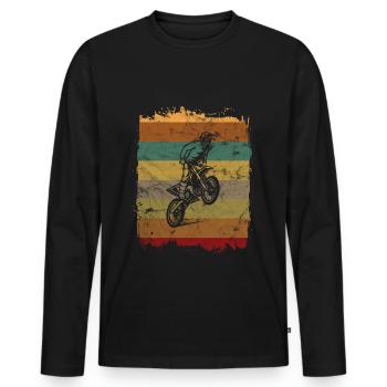 Motocross vintage retro enduro motorcycle biker - Men's Premium Organic Long Sleeve Shirt - black - Front - Nico (187cm)
