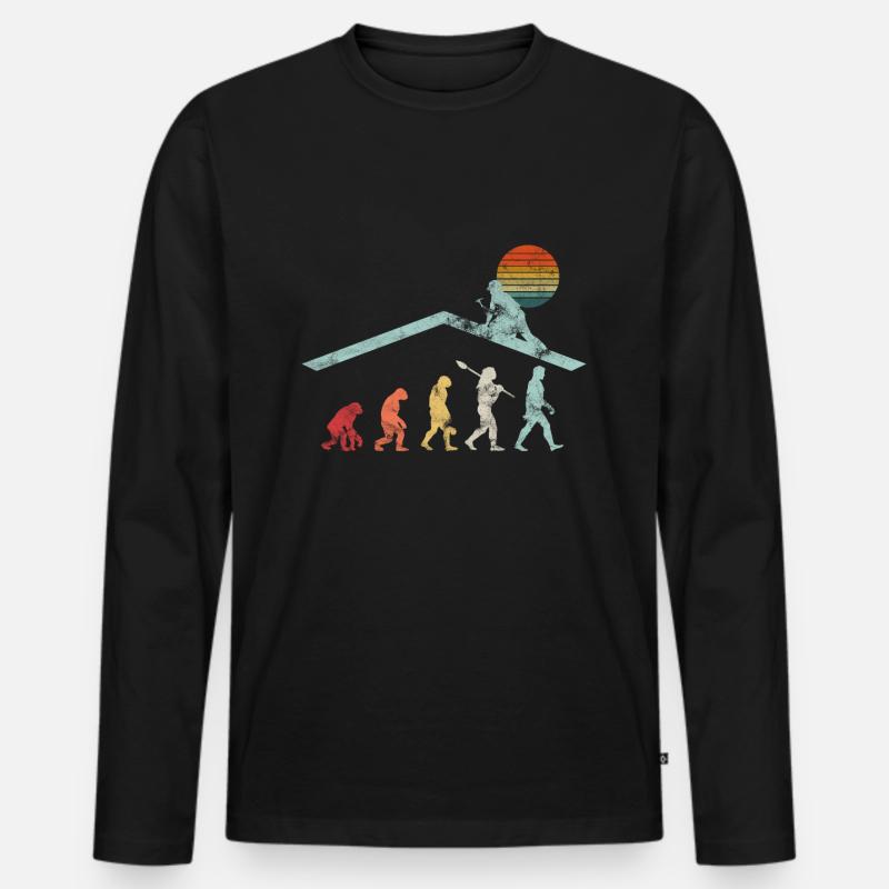 Dachdecker Handwerker Zimmermann Evolution Geschen - Männer Premium Bio Langarmshirt - Schwarz