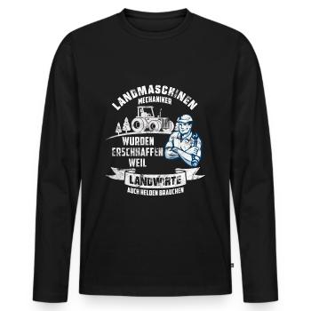 Landmaschinen Mechaniker - Männer Premium Bio Langarmshirt - Schwarz - Vorne - Nico (187cm)