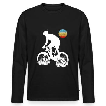 VTT Biker Retro Style Vintage Downhil - T-shirt manches longues Premium bio Homme - noir - Devant - Nico (187cm)