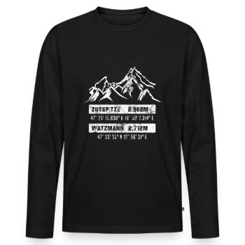 Zugspitze Watzmann Berge Deutschland Wandern Bergs - Männer Premium Bio Langarmshirt - Schwarz - Vorne - Nico (187cm)