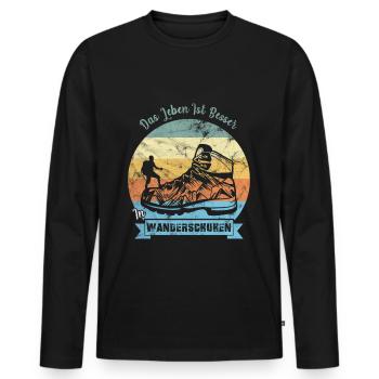 Das Leben ist besser in Wanderschuhen - Männer Premium Bio Langarmshirt - Schwarz - Vorne - Nico (187cm)