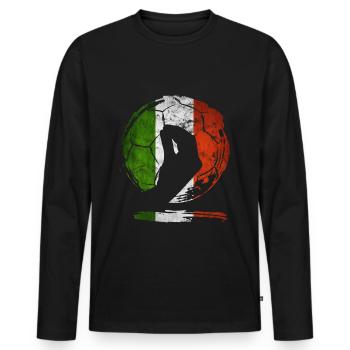 Italienische Flagge Fußball Handgeste - Männer Premium Bio Langarmshirt - Schwarz - Vorne - Nico (187cm)