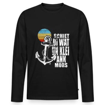 Plattdeutsch Schiet di wat un klei mi ann Mors - Männer Premium Bio Langarmshirt - Schwarz - Vorne - Nico (187cm)