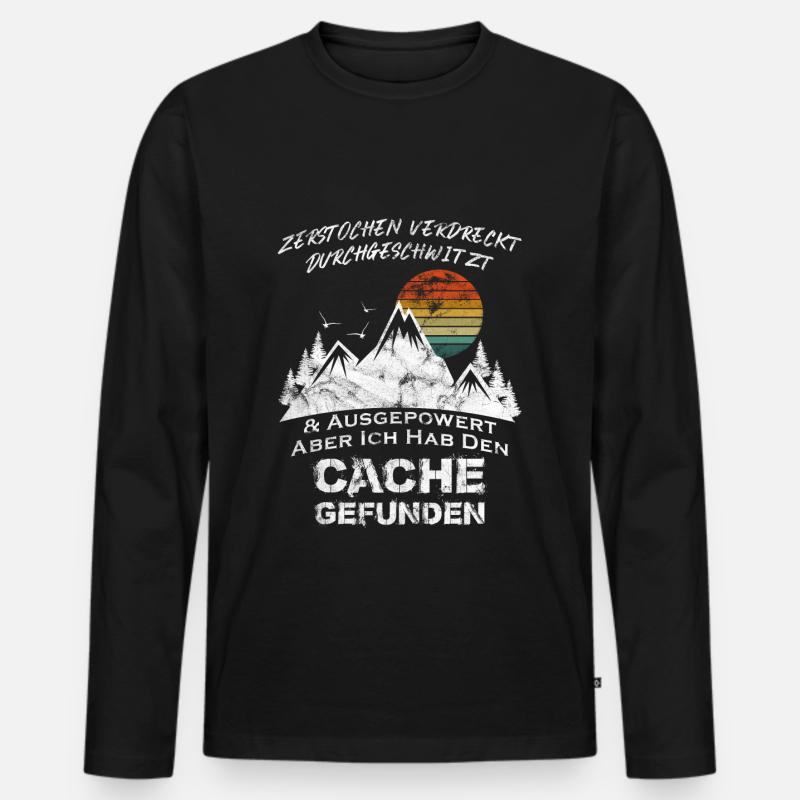 Geocaching - Zerstochen verdreckt durchgeschwitzt - Männer Premium Bio Langarmshirt - Schwarz