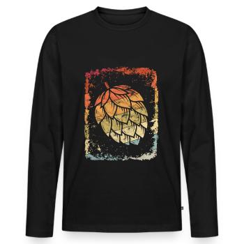 Hopfen Vintage Retro Craft Bier Liebhaber Brauen - Männer Premium Bio Langarmshirt - Schwarz - Vorne - Nico (187cm)