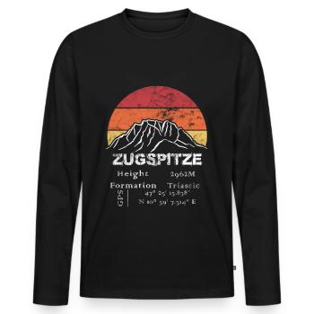 ZUGSPITZE BERG WANDERN BERGSTEIGEN HIKEN - Männer Premium Bio Langarmshirt - Schwarz - Vorne - Nico (187cm)