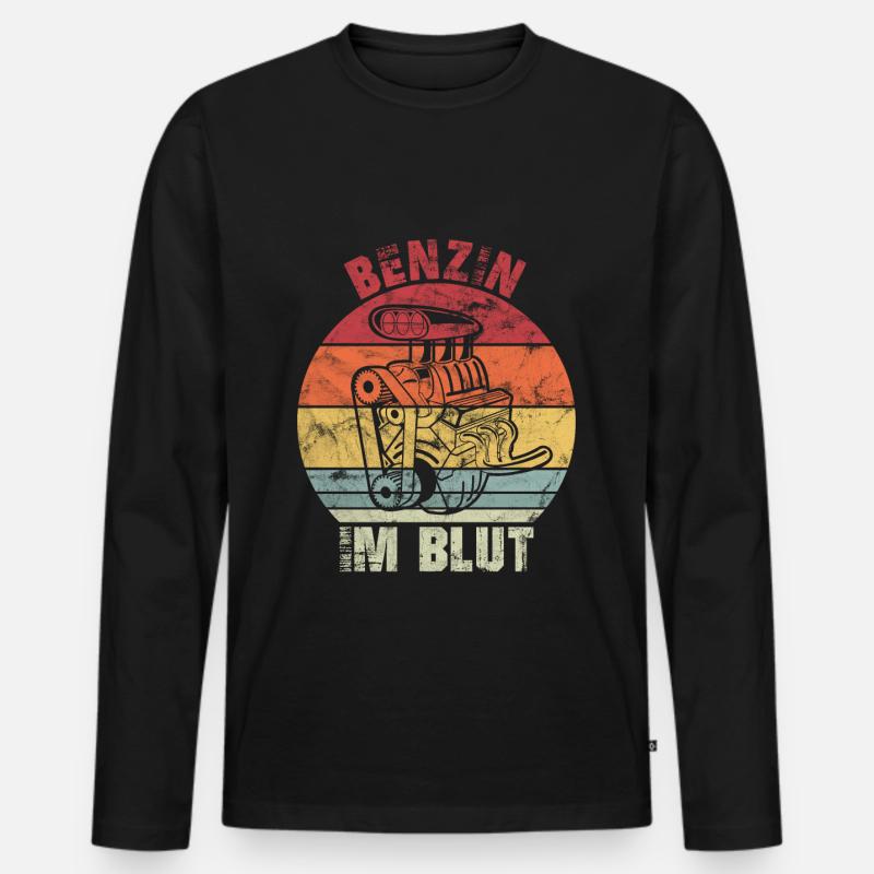 Benzin im Blut - Männer Premium Bio Langarmshirt - Schwarz