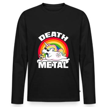 Unicorn Death Metal - Men's Premium Organic Long Sleeve Shirt - black - Front - Nico (187cm)